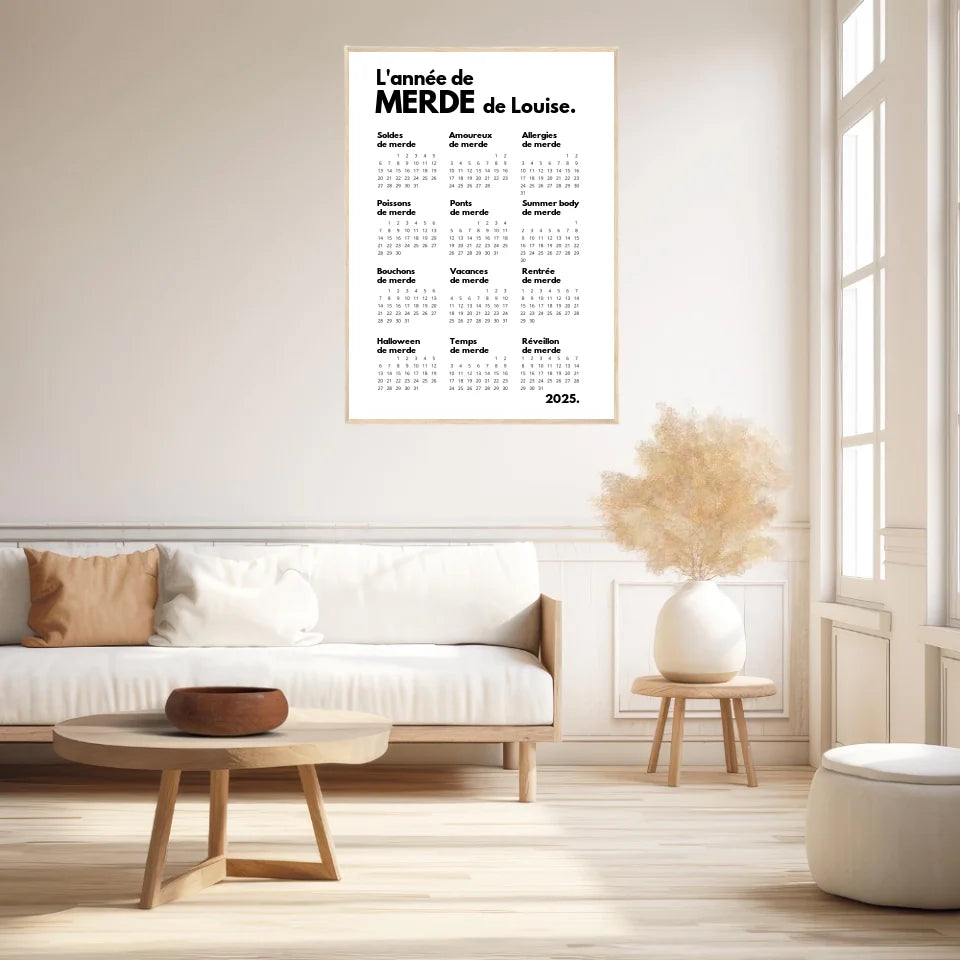 Affiche Personnalisée Calendrier Année de Merde