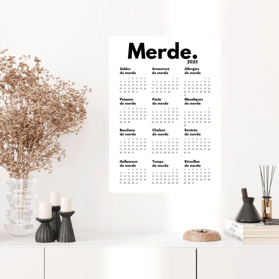 Affiche Personnalisée Calendrier Merde