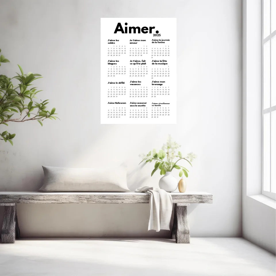 Affiche Personnalisée Calendrier Aimer