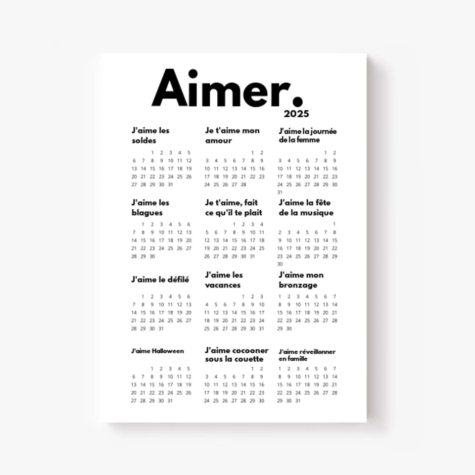 Affiche Personnalisée Calendrier Aimer