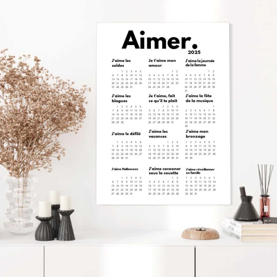 Affiche Personnalisée Calendrier Aimer