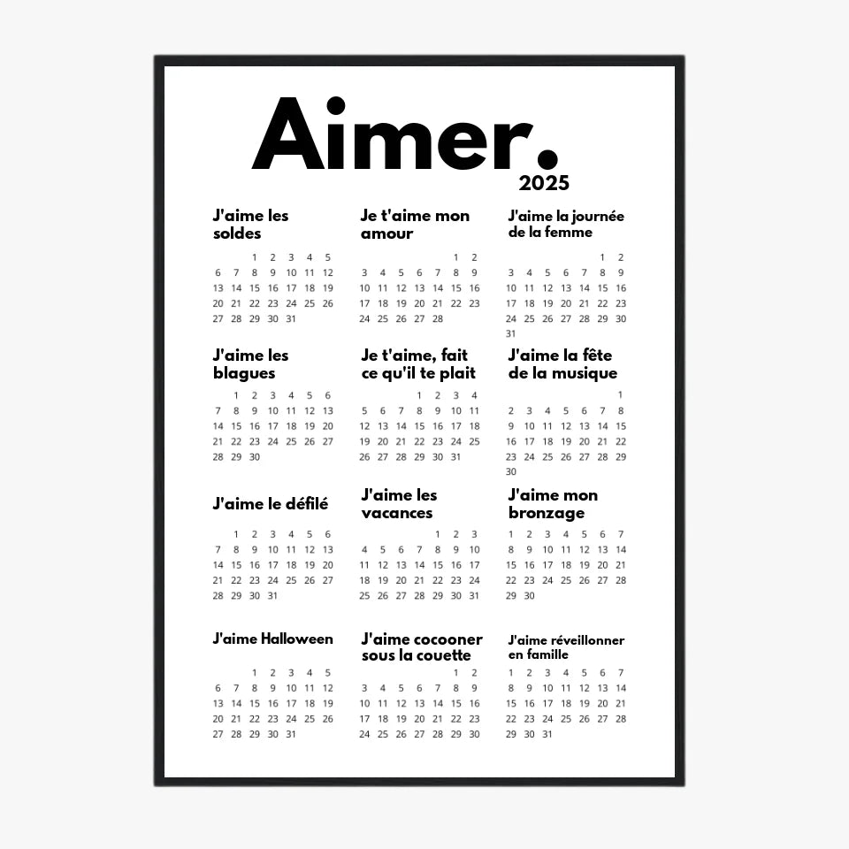 Affiche Personnalisée Calendrier Aimer