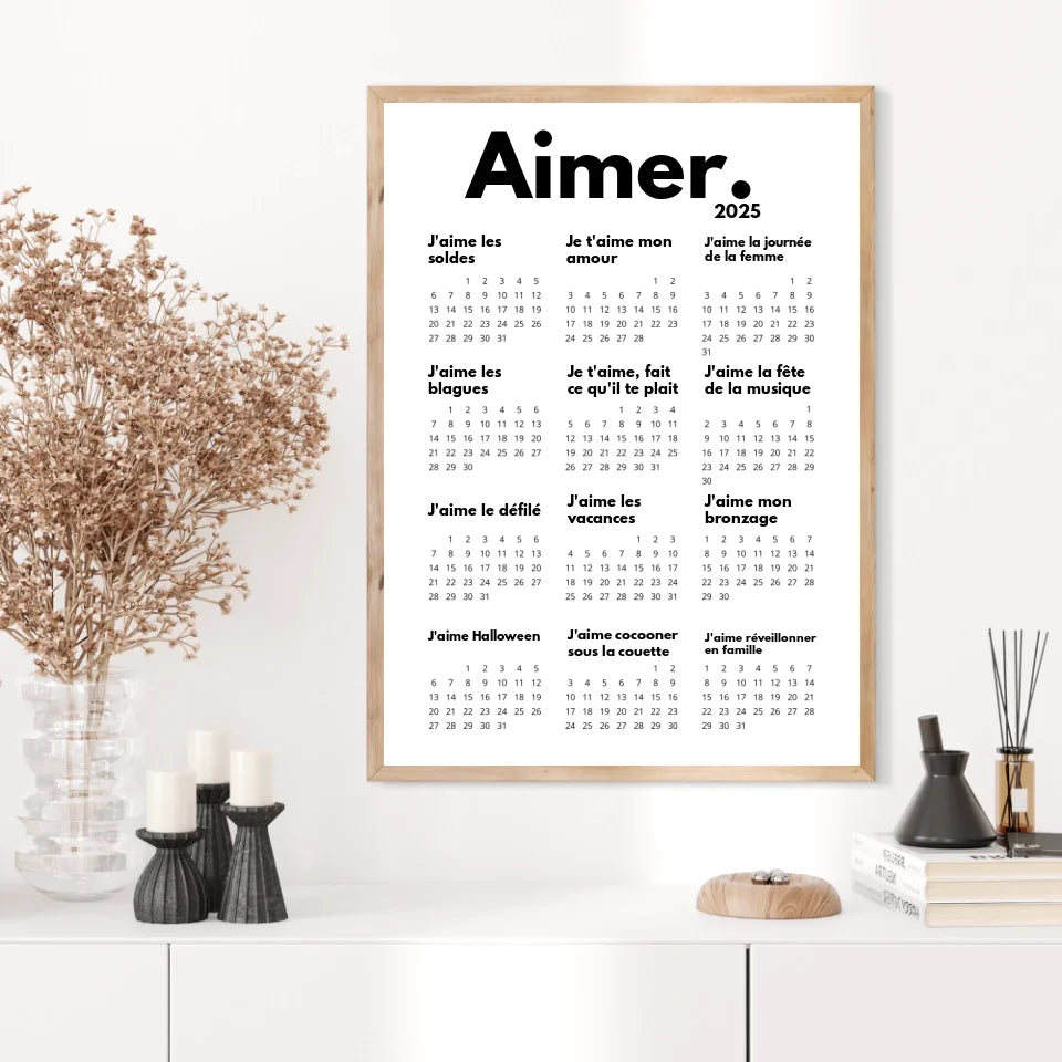 Affiche Personnalisée Calendrier Aimer