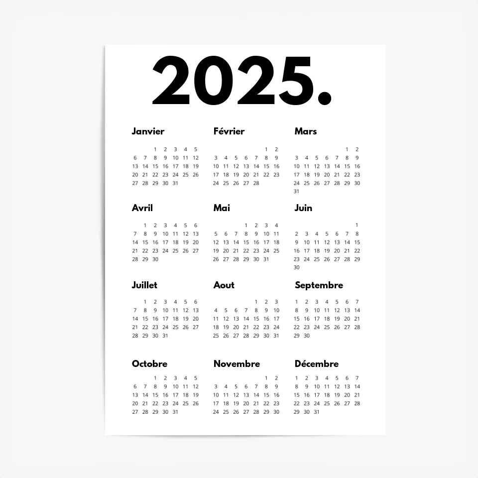 Affiche Personnalisée Calendrier 2025