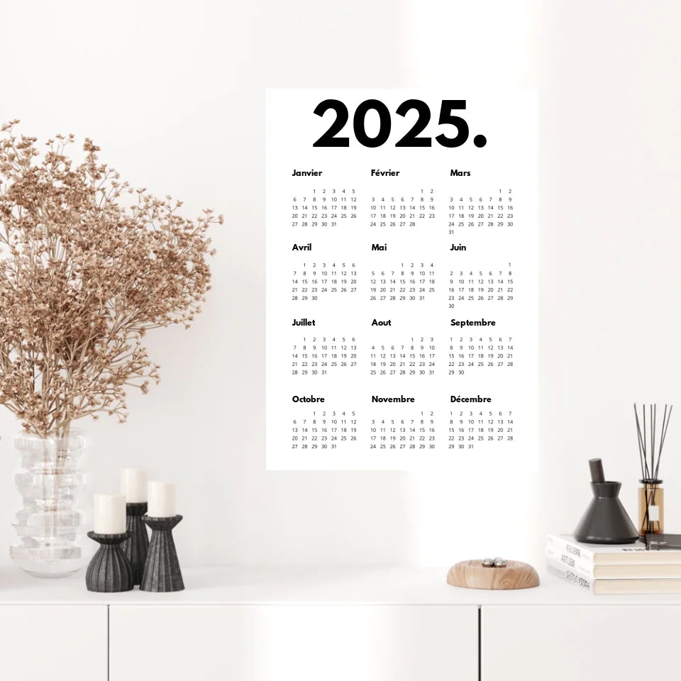 Affiche Personnalisée Calendrier 2025