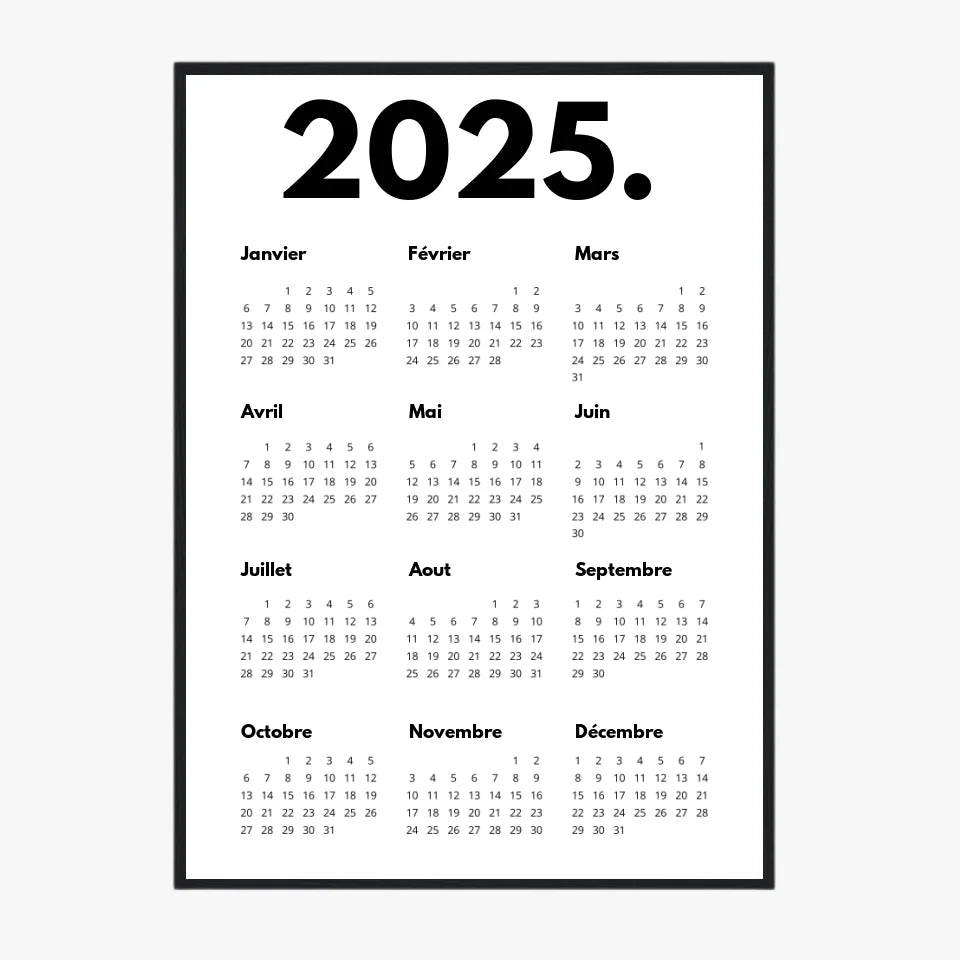 Affiche Personnalisée Calendrier 2025