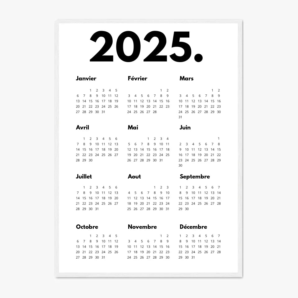 Affiche Personnalisée Calendrier 2025