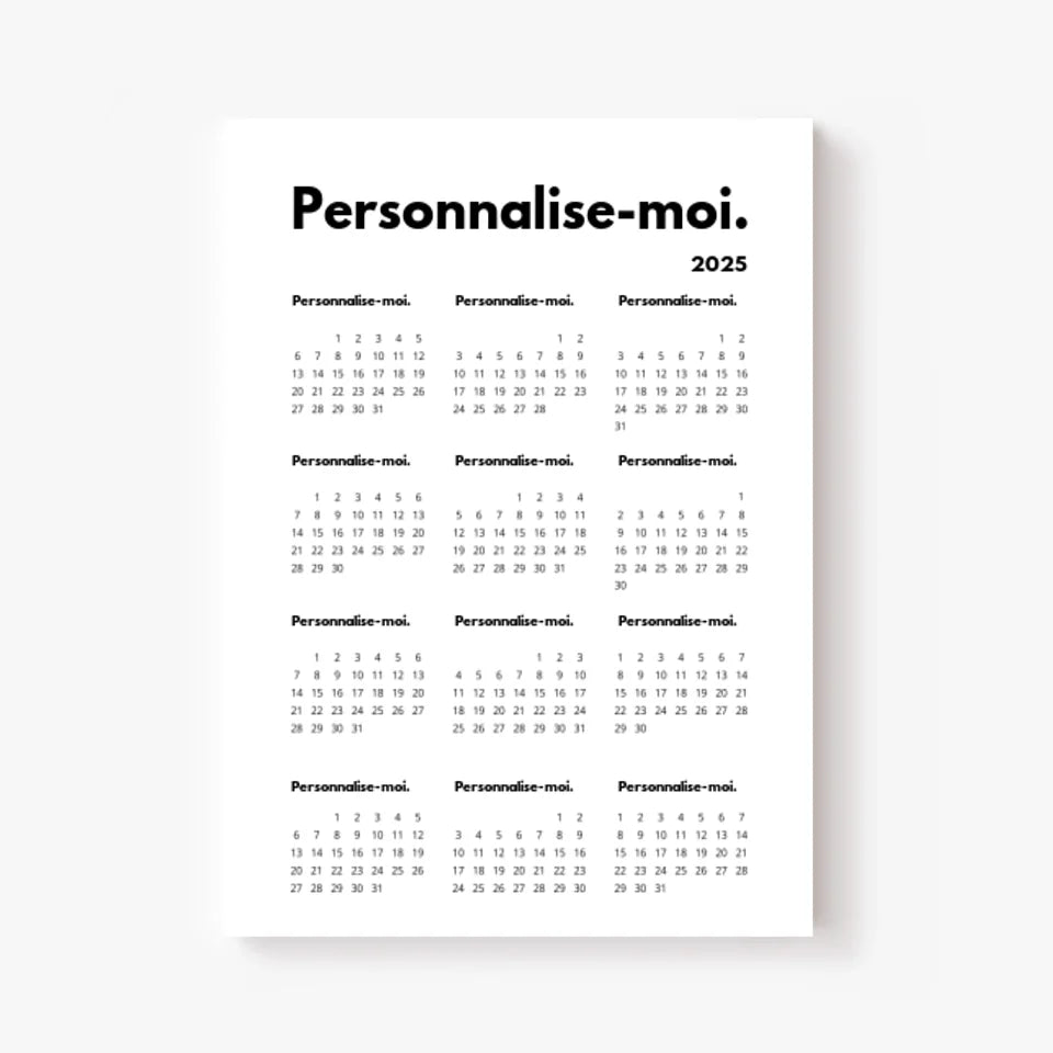 Affiche Calendrier Personnalisable 2025