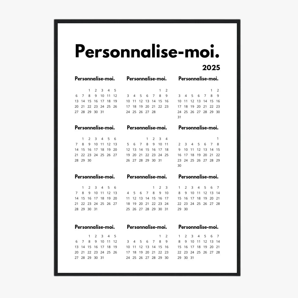 Affiche Calendrier Personnalisable 2025