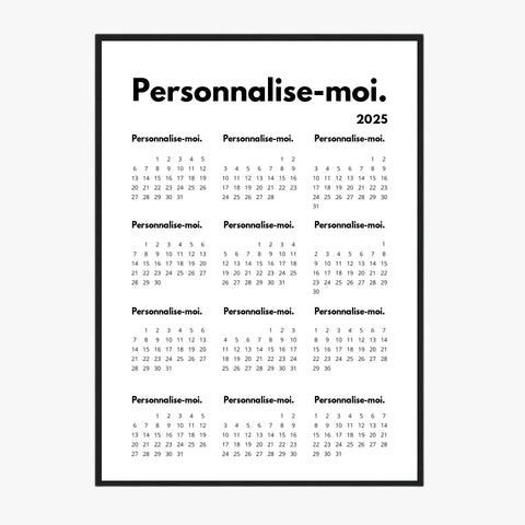 Affiche Calendrier Personnalisable 2025