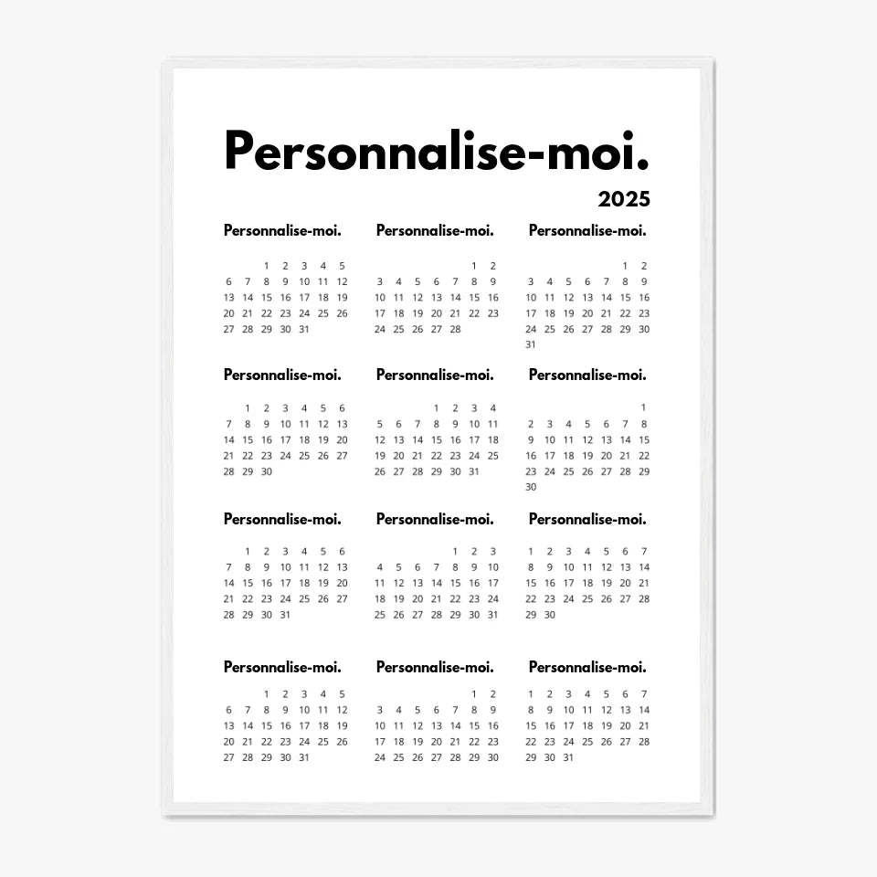 Affiche Calendrier Personnalisable 2025