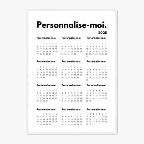 Affiche Calendrier Personnalisable 2025