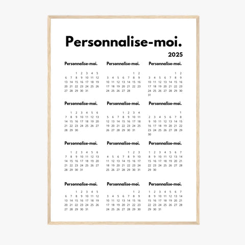 Affiche Calendrier Personnalisable 2025