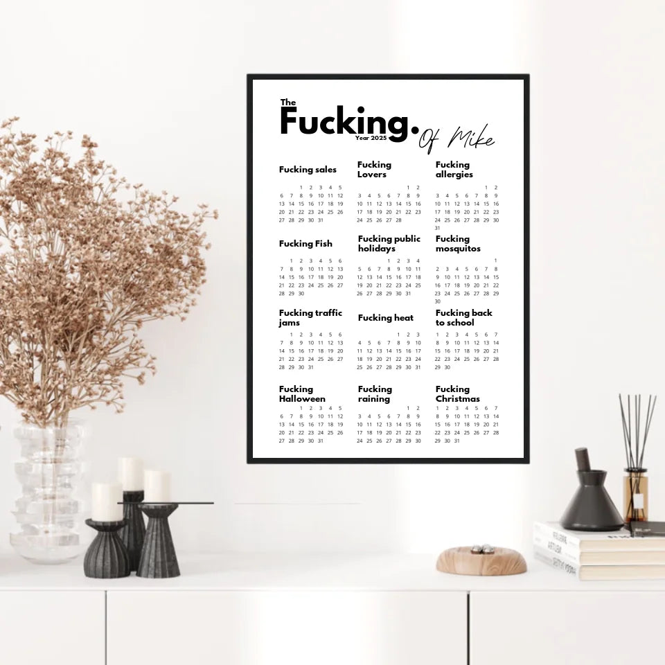 Affiche Personnalisée Calendrier The Fucking Year