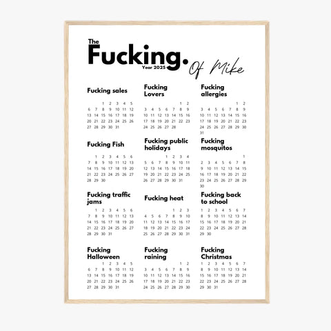 Affiche Personnalisée Calendrier The Fucking Year