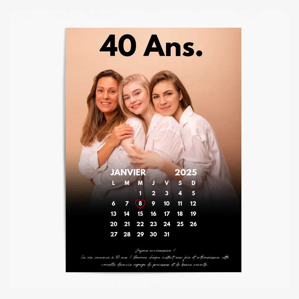 Affiche Personnalisée Calendrier Photo Anniversaire