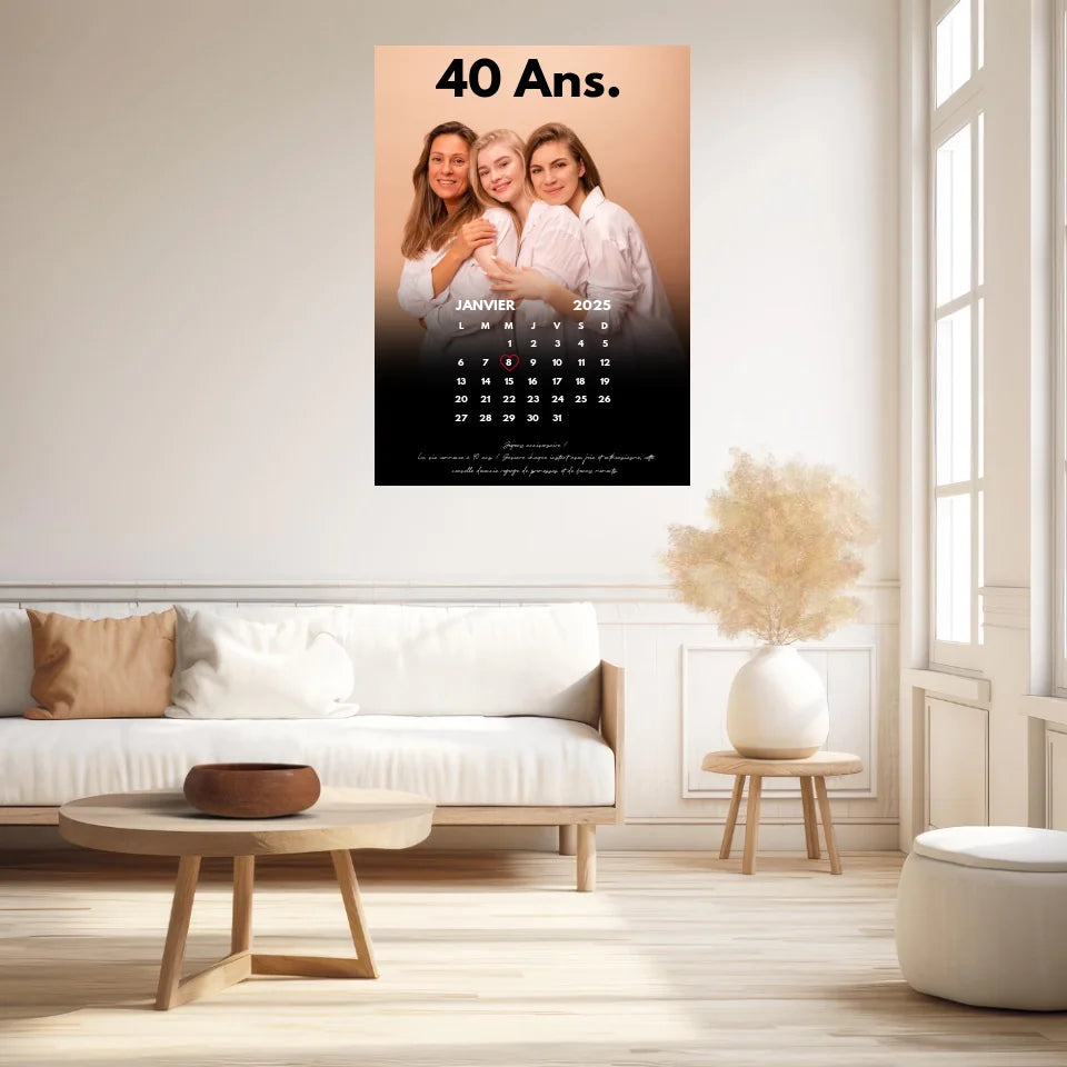 Affiche Personnalisée Calendrier Photo Anniversaire