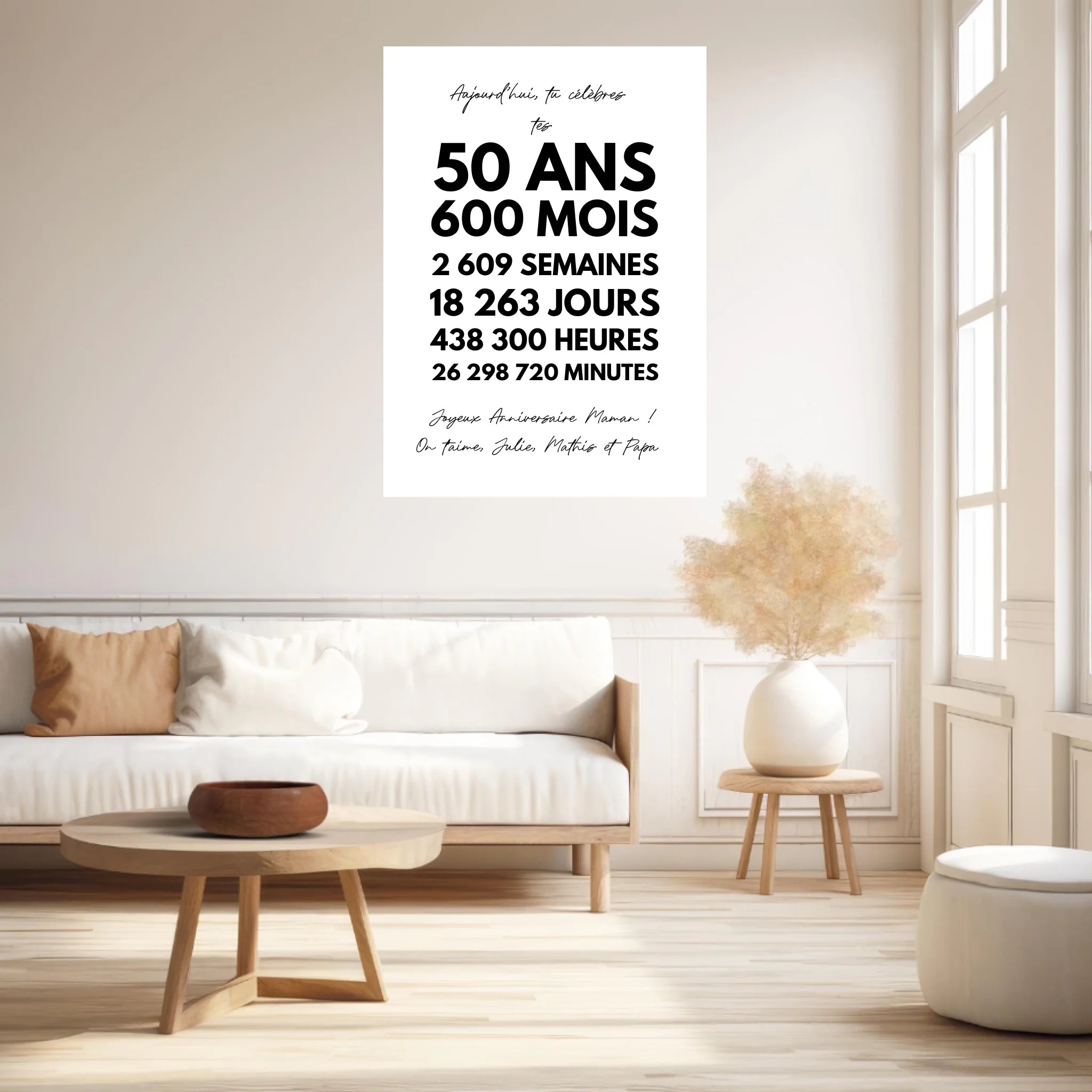 Affiche Personnalisée Message Anniversaire 50 Ans