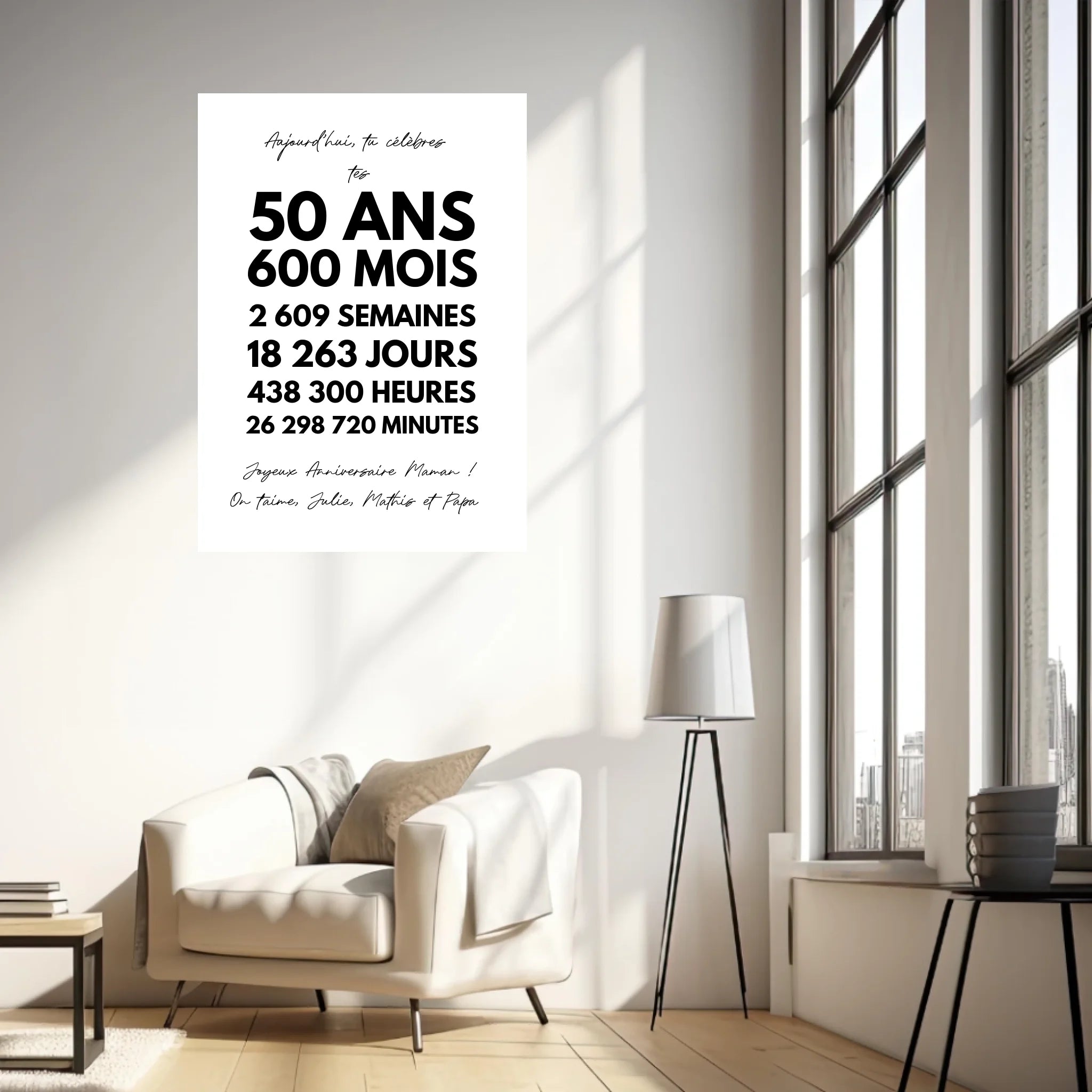 Affiche Personnalisée Message Anniversaire 50 Ans