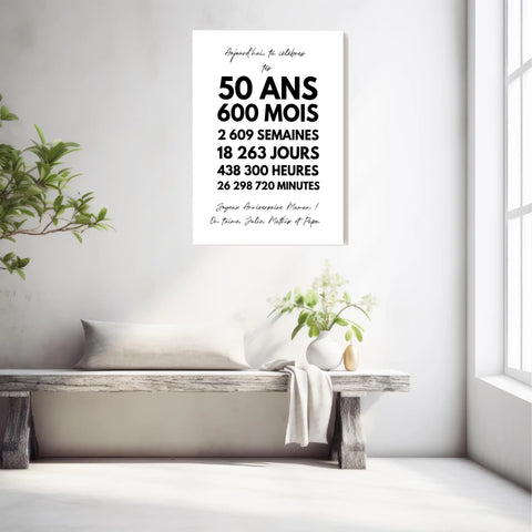 Affiche Personnalisée Message Anniversaire 50 Ans