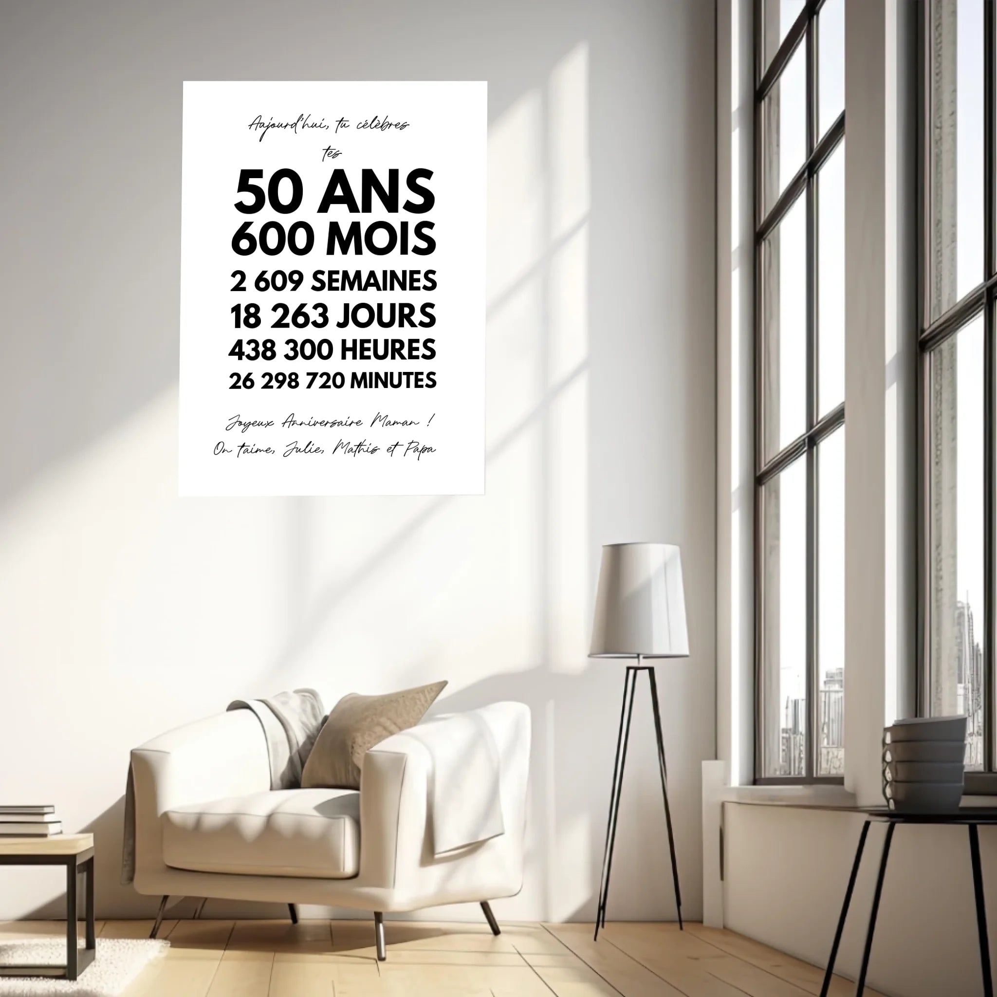 Affiche Personnalisée Message Anniversaire 50 Ans