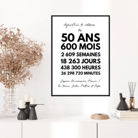 Affiche Personnalisée Message Anniversaire 50 Ans