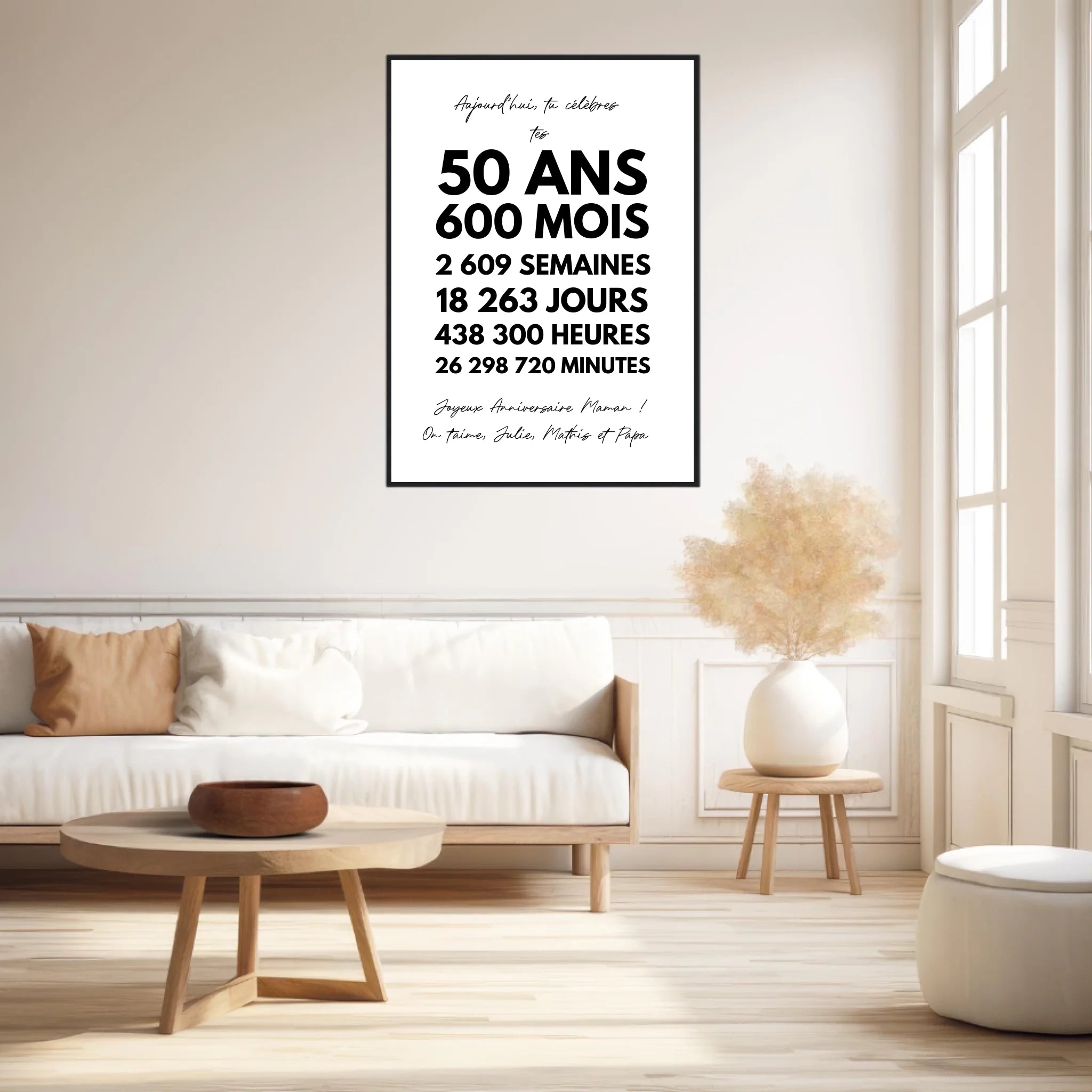 Affiche Personnalisée Message Anniversaire 50 Ans