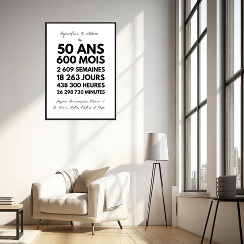 Affiche Personnalisée Message Anniversaire 50 Ans