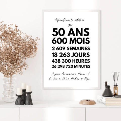 Affiche Personnalisée Message Anniversaire 50 Ans