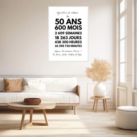 Affiche Personnalisée Message Anniversaire 50 Ans