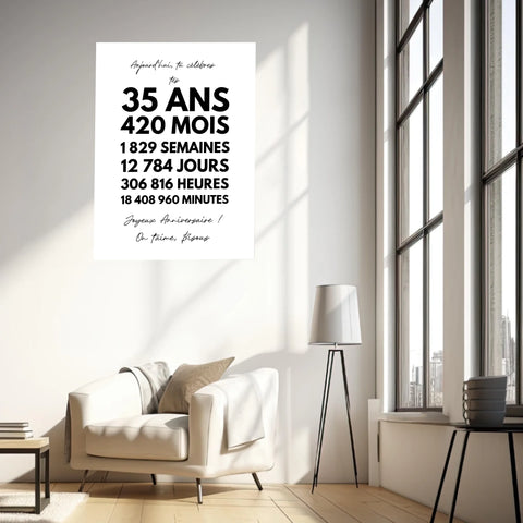 Affiche Personnalisée Message Anniversaire 35 Ans