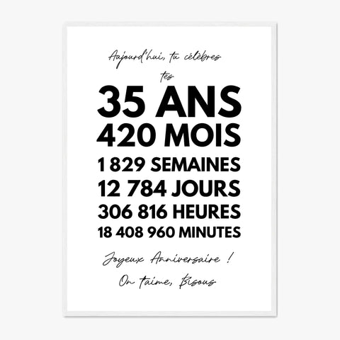 Affiche Personnalisée Message Anniversaire 35 Ans