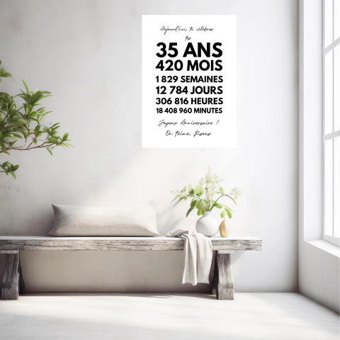 Affiche Personnalisée Message Anniversaire 35 Ans