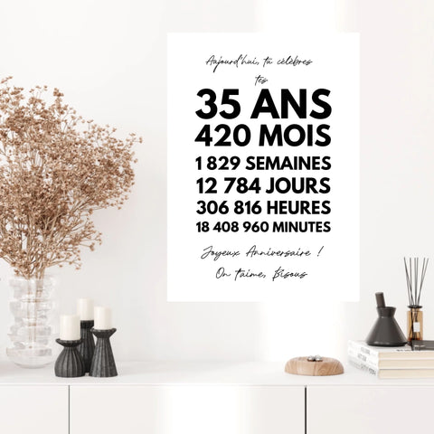 Affiche Personnalisée Message Anniversaire 35 Ans