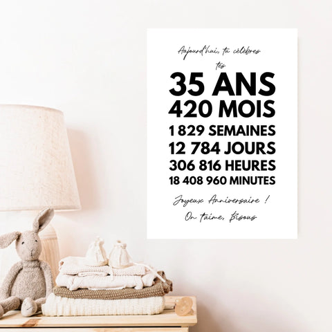 Affiche Personnalisée Message Anniversaire 35 Ans