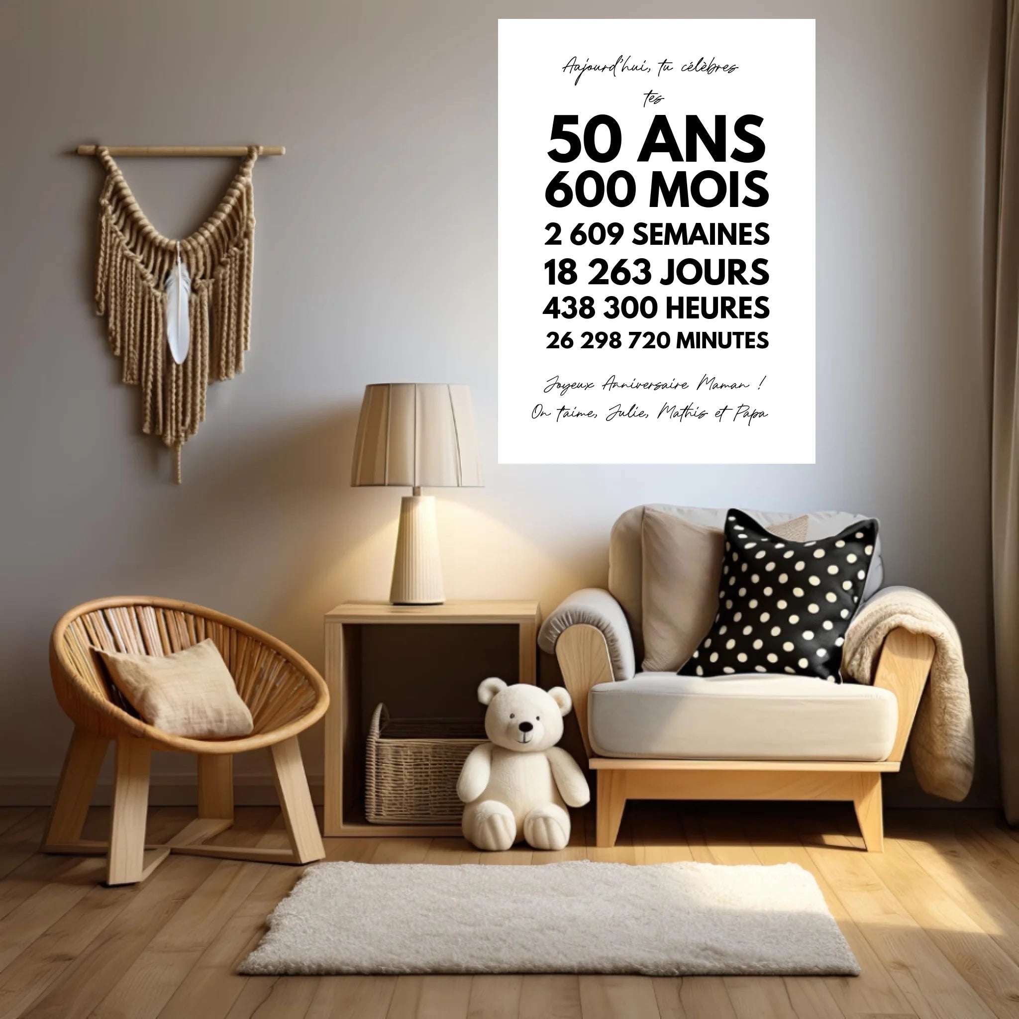 Affiche Personnalisée Message Anniversaire 50 Ans