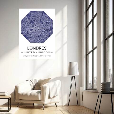 Affiche carte ville Personnalisée Octogone