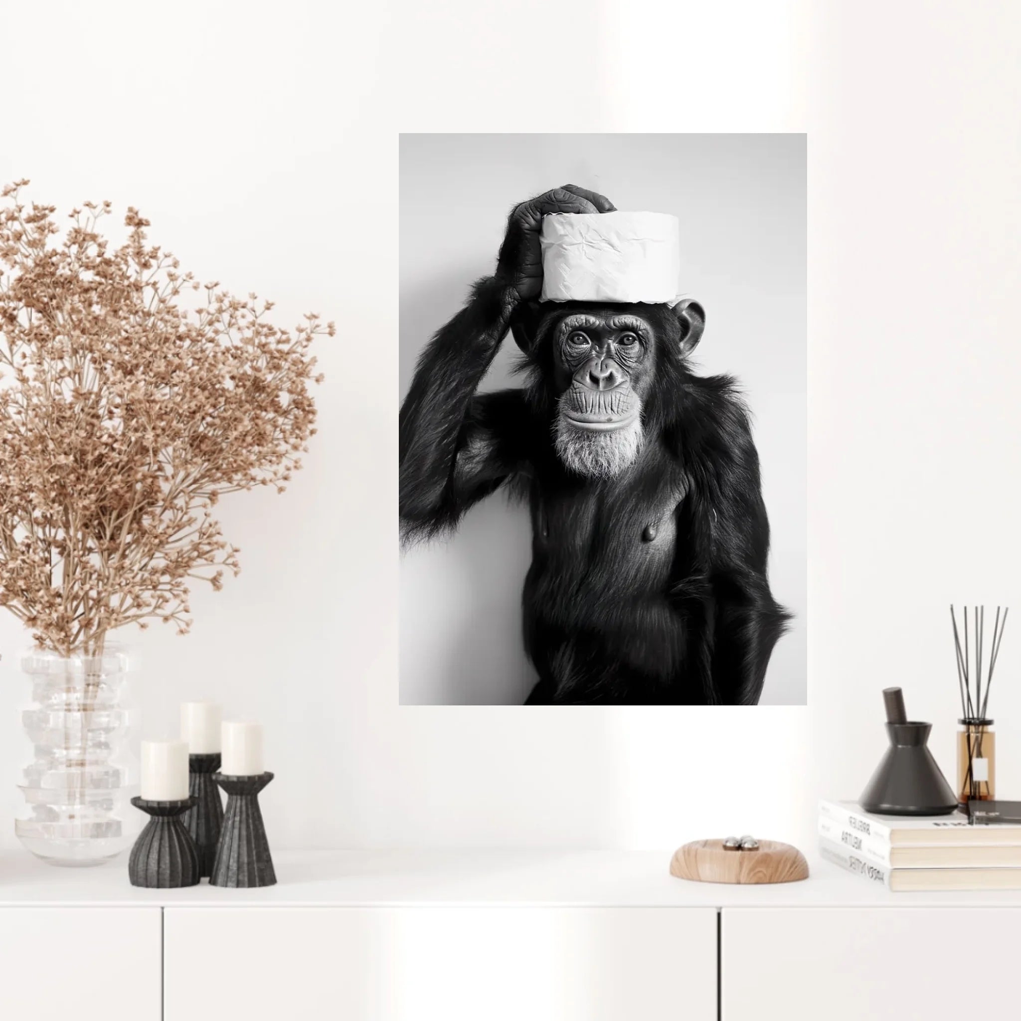 Tableau Singe Chimpanzé Papier Toilette