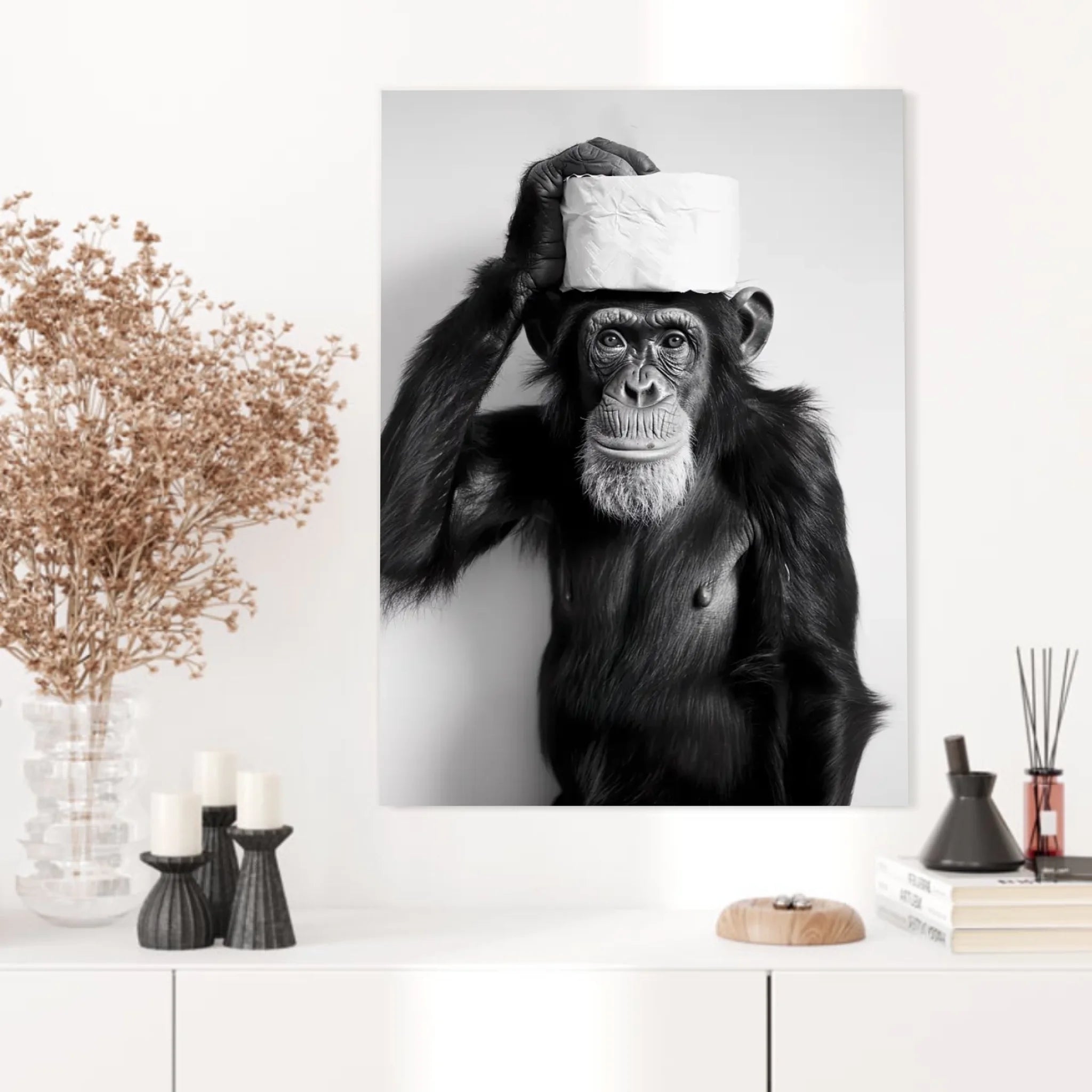 Tableau Singe Chimpanzé Papier Toilette