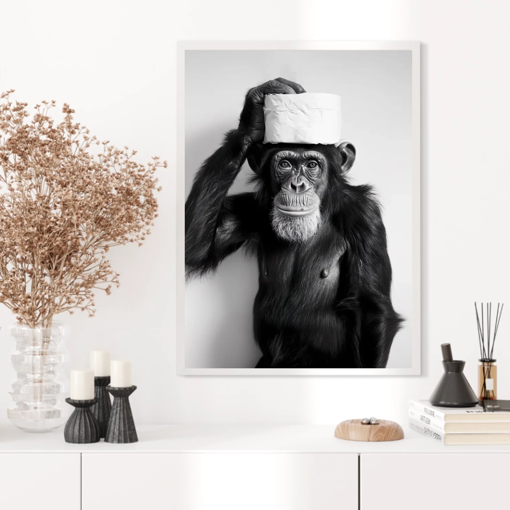 Tableau Singe Chimpanzé Papier Toilette