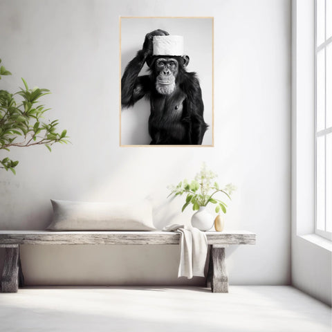 Tableau Singe Chimpanzé Papier Toilette