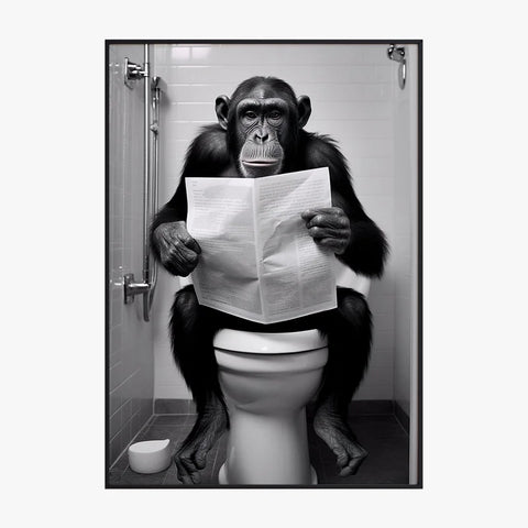 Tableau Singe Chimpanzé Toilette