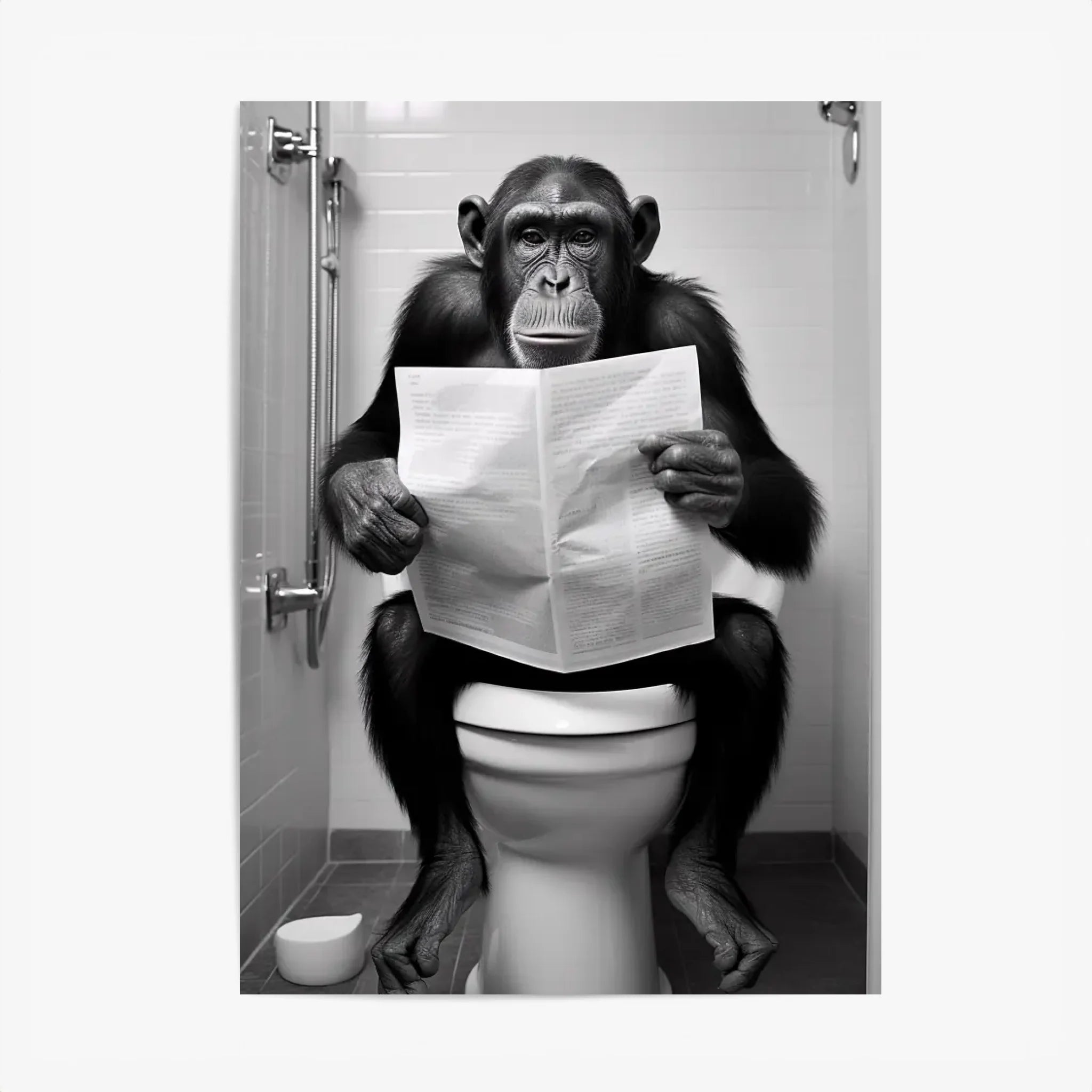 Tableau Singe Chimpanzé Toilette