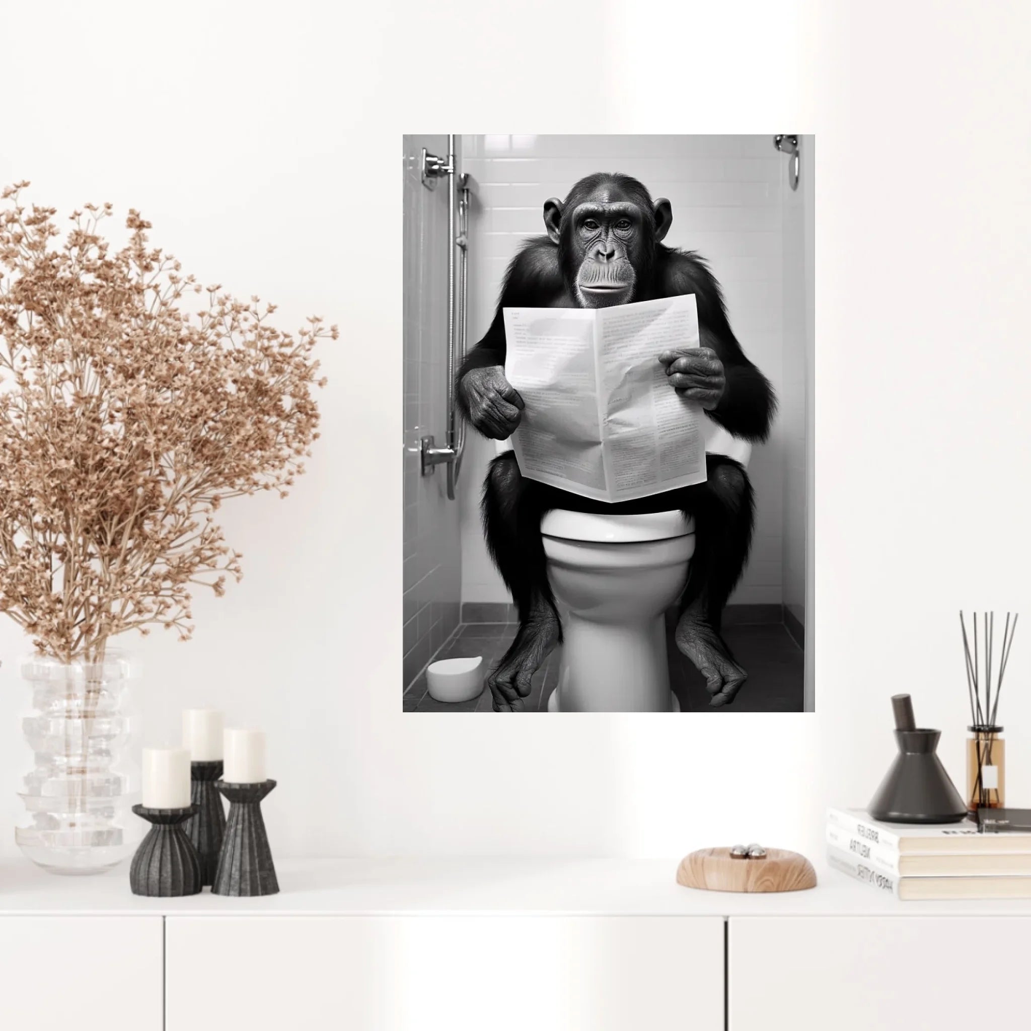 Tableau Singe Chimpanzé Toilette