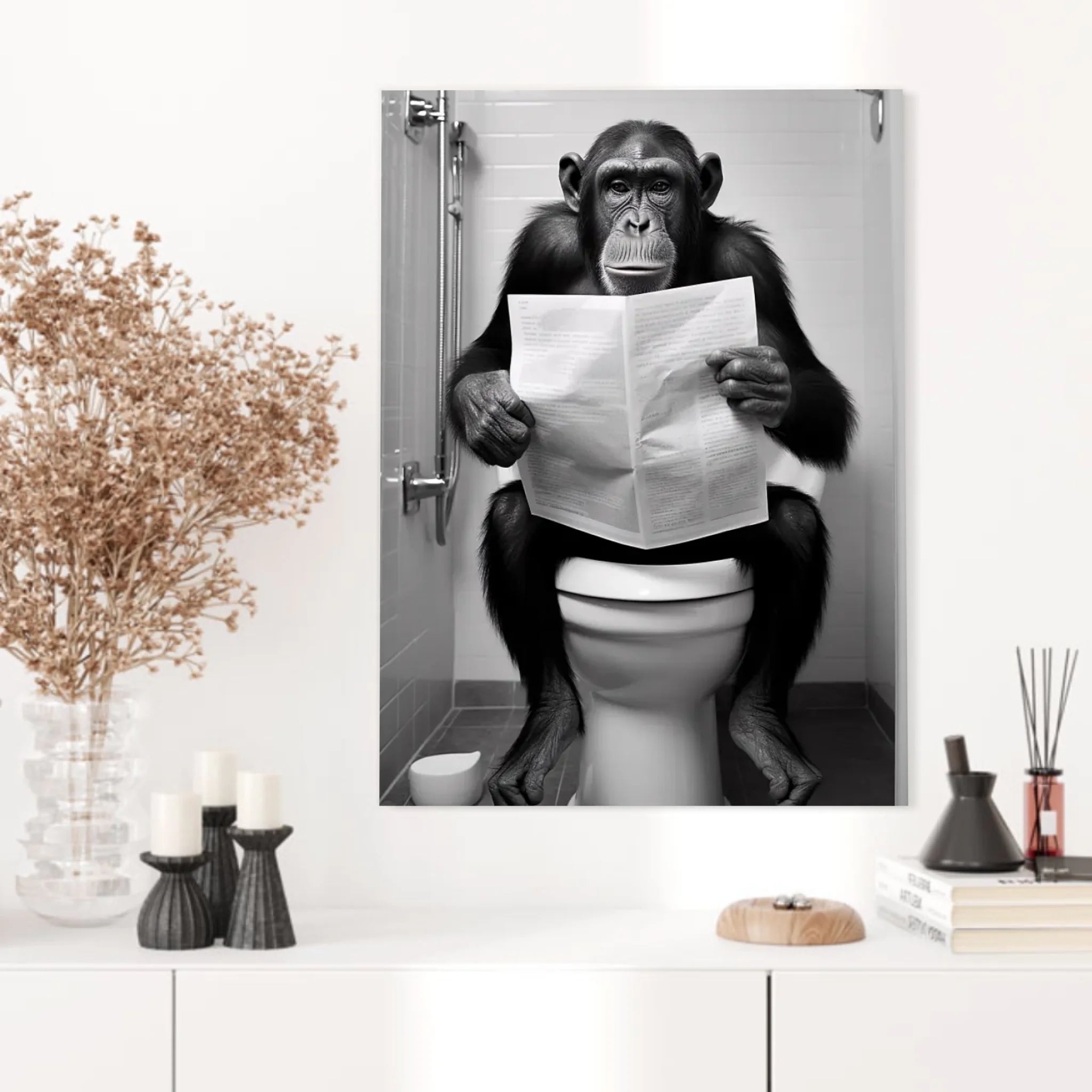 Tableau Singe Chimpanzé Toilette