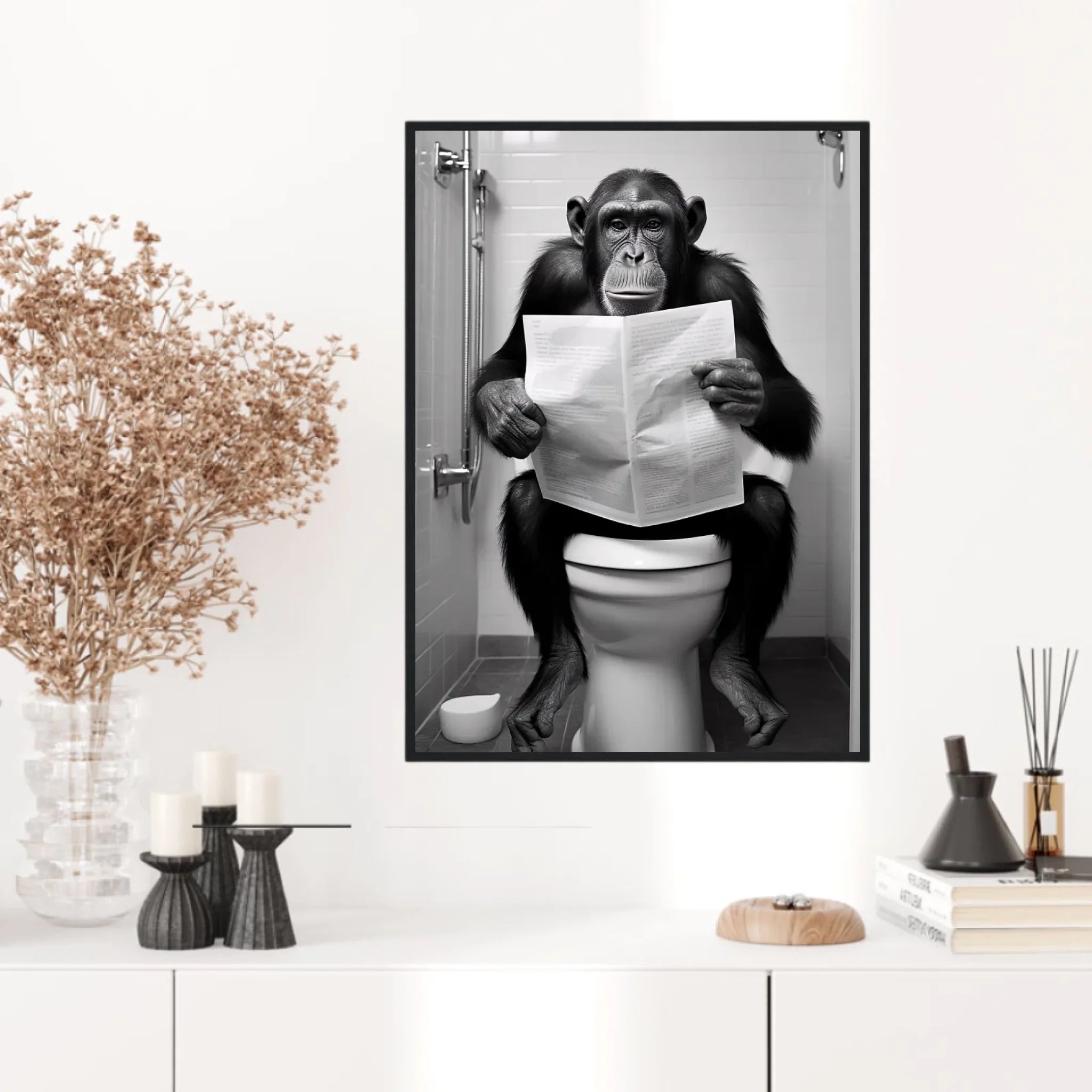 Tableau Singe Chimpanzé Toilette