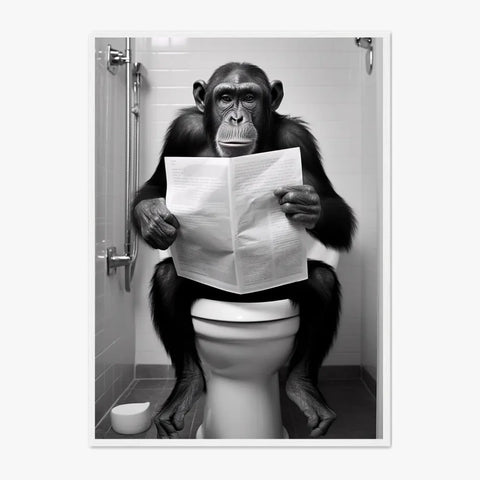 Tableau Singe Chimpanzé Toilette