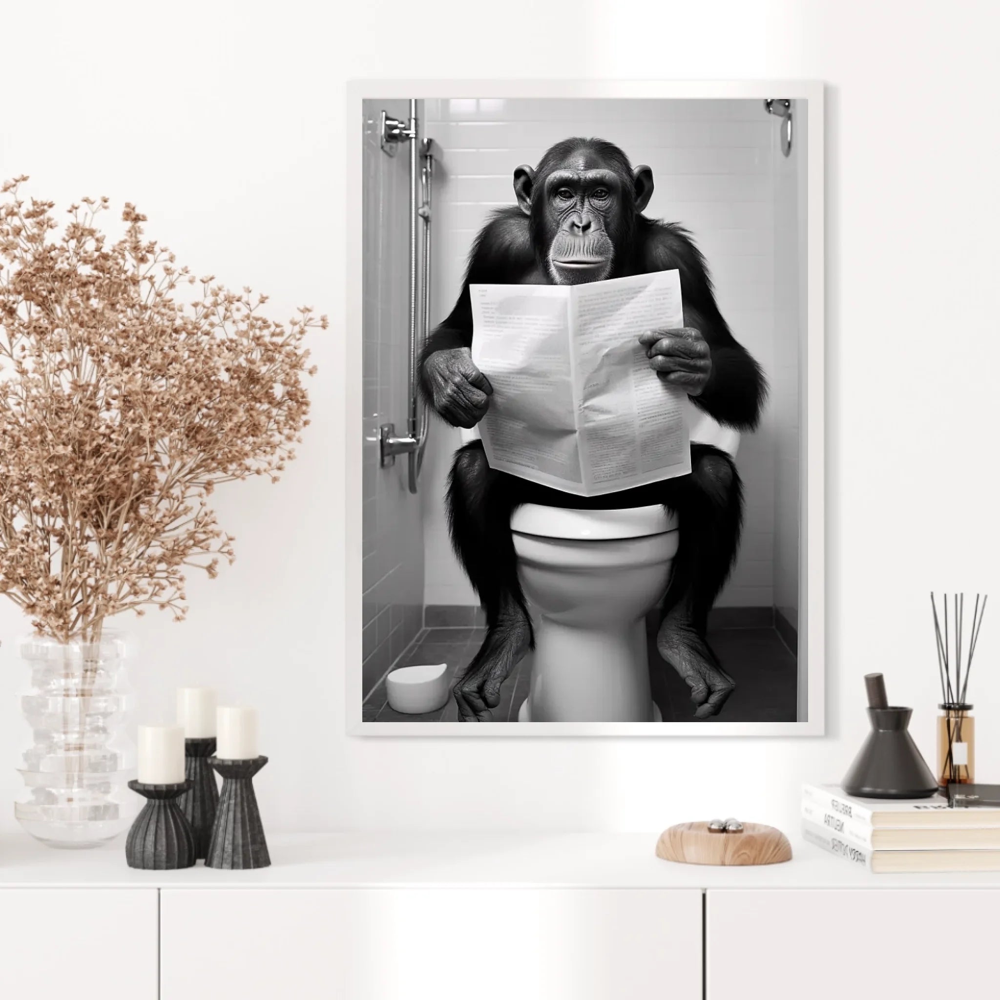 Tableau Singe Chimpanzé Toilette