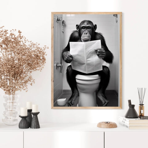 Tableau Singe Chimpanzé Toilette