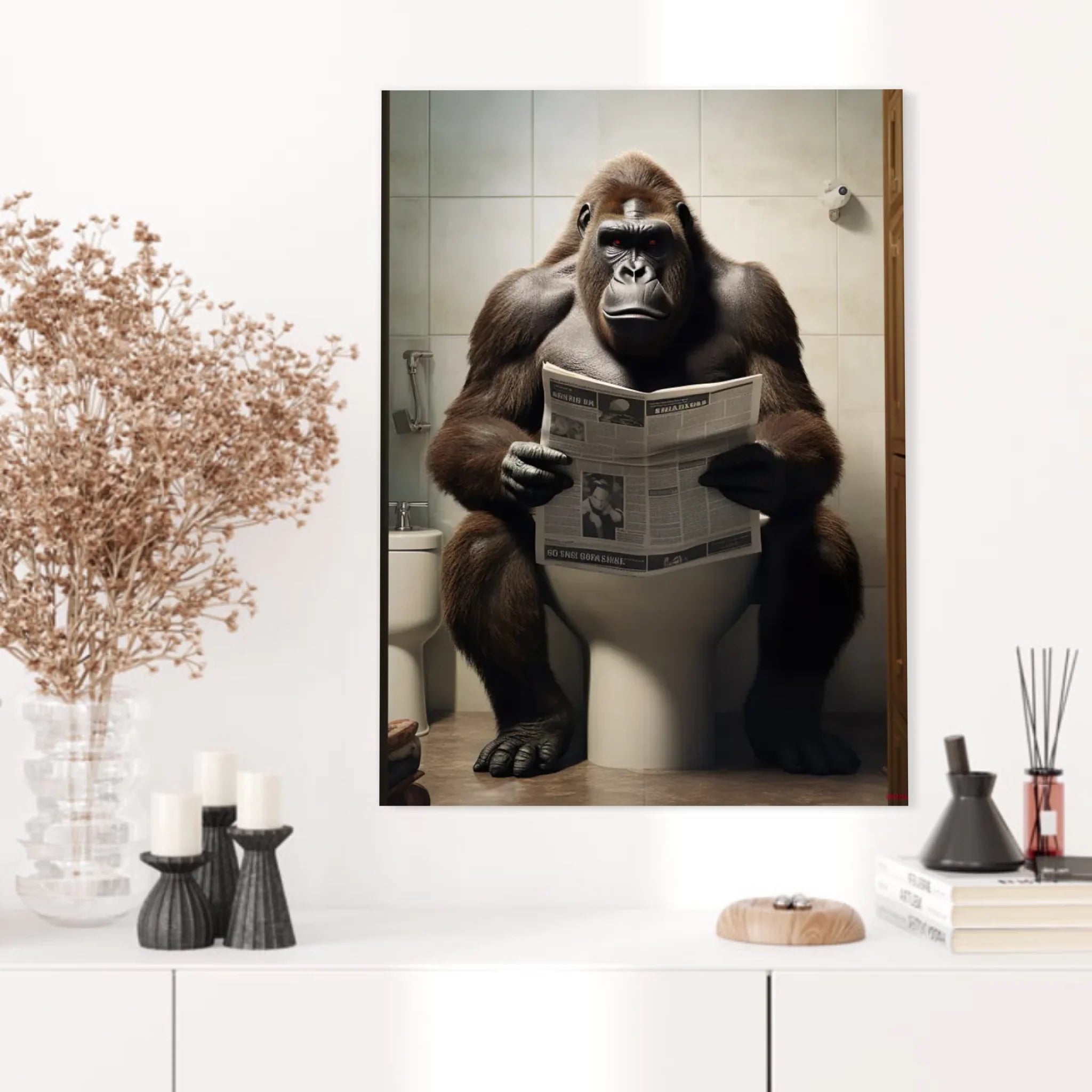 Tableau Singe Gorille Toilette